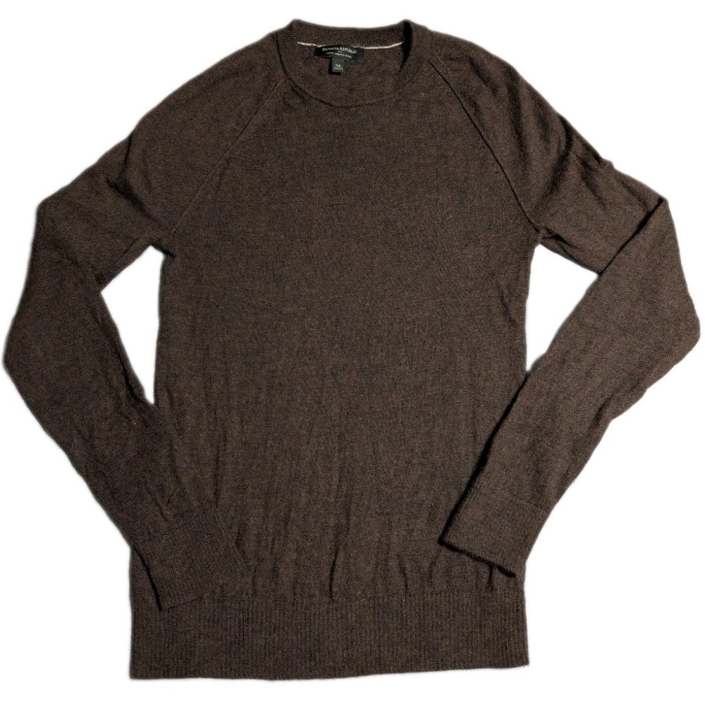 Banana Republic 100% Merino Wool Sweater Womens XS‎ Brown Crew Neck Raglan Knit